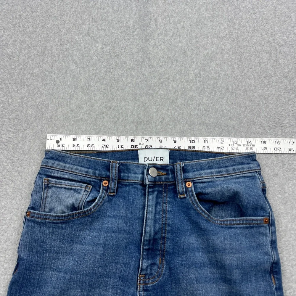 DU/ER Performance Denim+ High Rise Straight Jeans Womens 27 Blue Loose Stretch